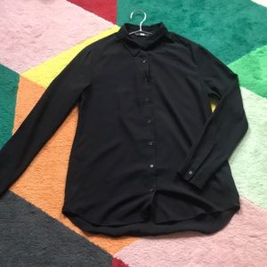 Uniqlo Rayon Long-Sleeve Blouse Black Size S